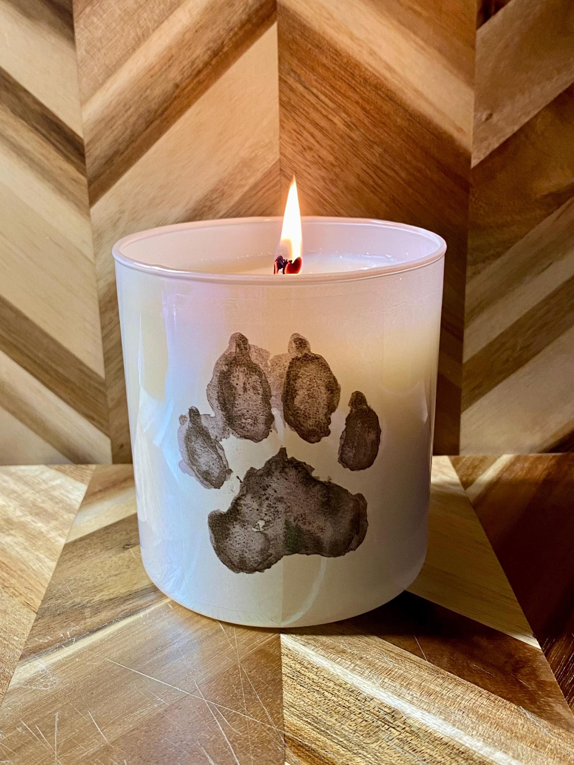 Paw Print Candle | Iridescent White Tumbler