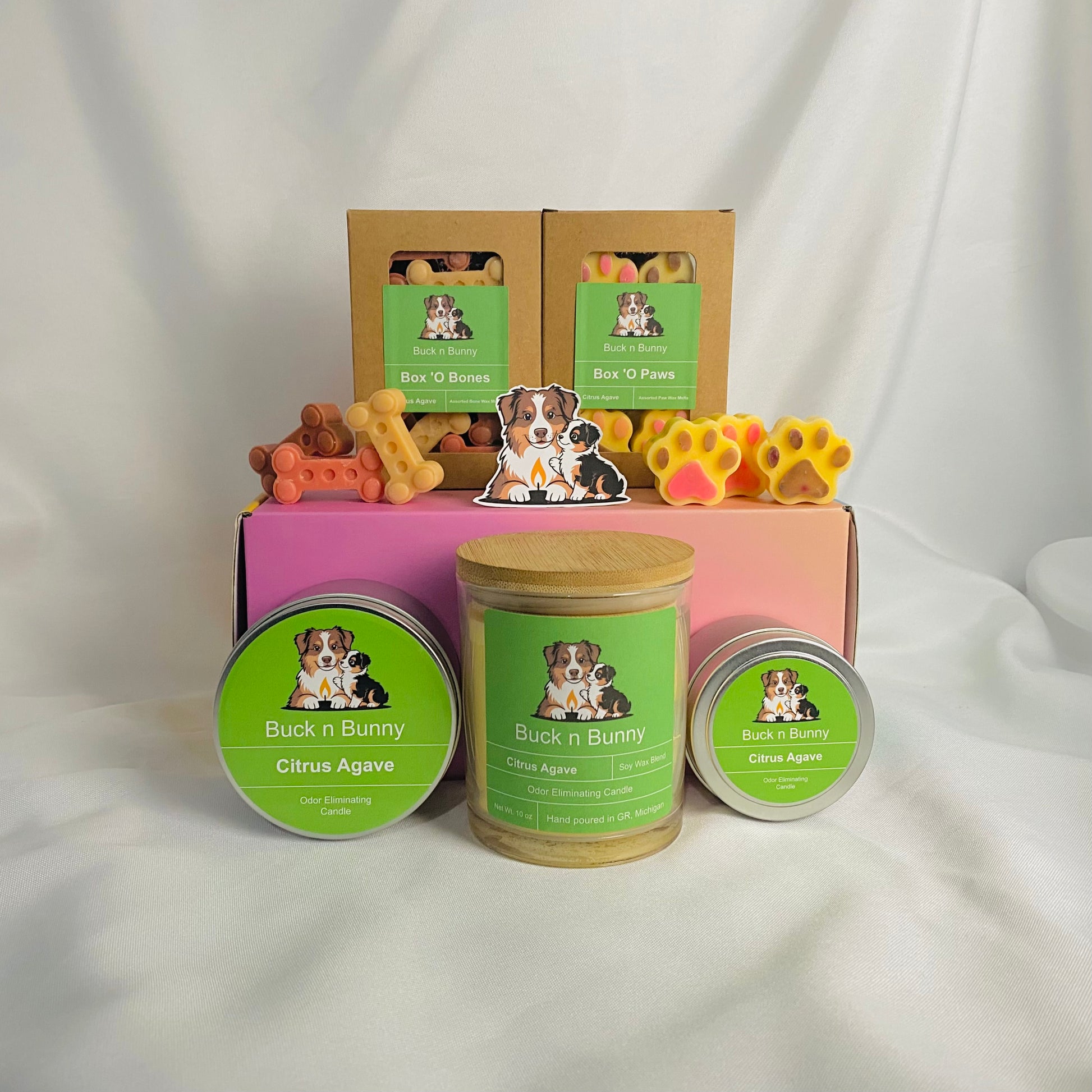 Full Collection of Citrus Agave Odor Eliminating Candles and Wax Melts.