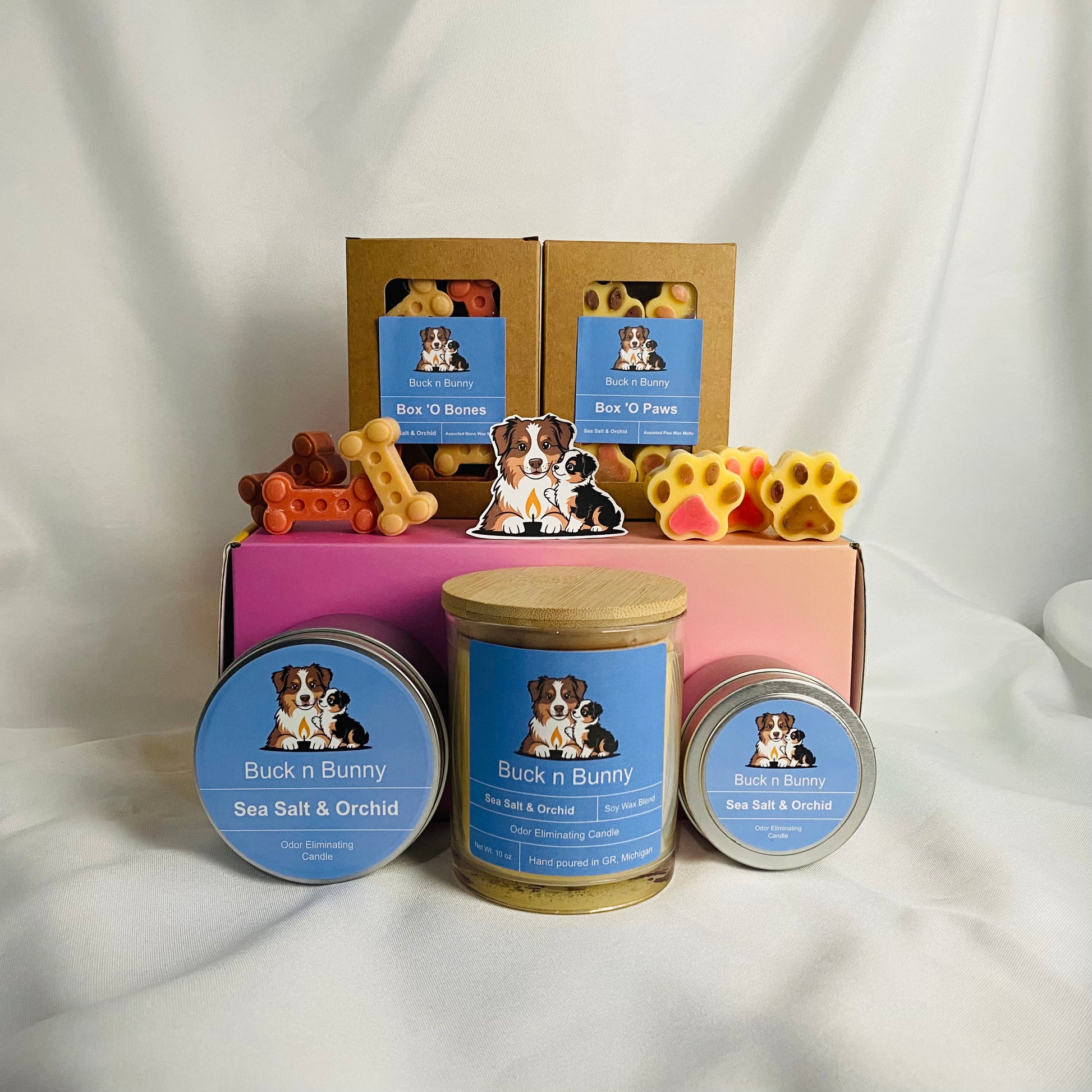 Full Collection of Sea Salt & Orchid Odor Eliminating Candles and Wax Melts.