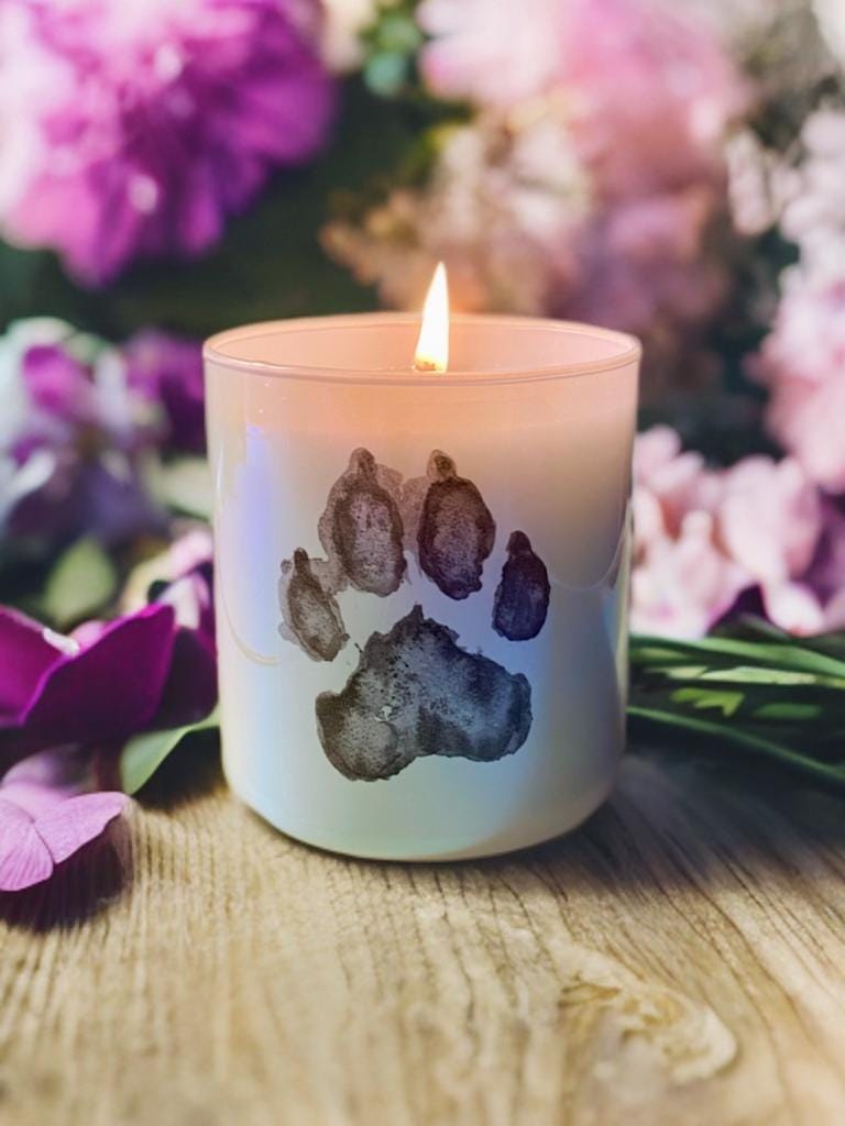 Paw Print Candle | Iridescent White Tumbler